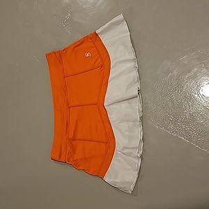 Orange and White Women’s Tennis Skort with Ruffle Hem